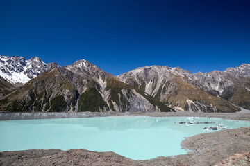 Tasman Lake below Tasman Glacier, South Island New Zealand