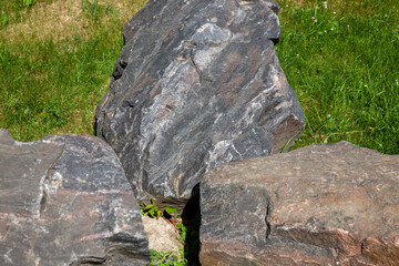 large stones for the decoration of the territory