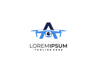 letter A drone logo design vector template