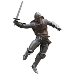 Medieval knight in armor isolated white background 3d illustration