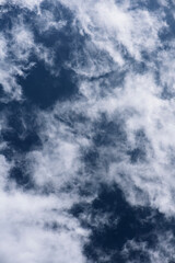 天頂にできた雨雲の隙間から見えた高空の雲_縦1