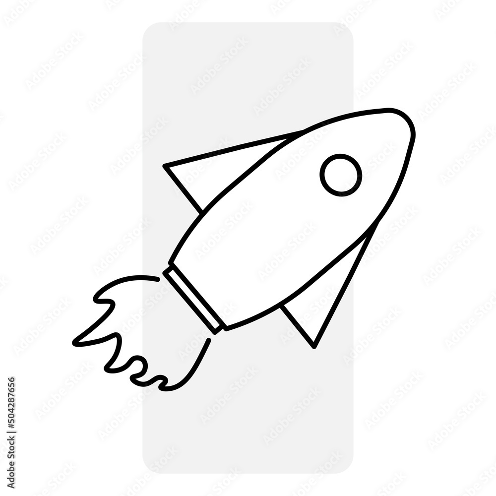 Poster linear rocket icon. digital space. elon musk shuttle icon. spaceship in flight. vector illustration.