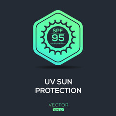 Fototapeta premium Creative (SPF 95) UV protect icon, Vector sign.