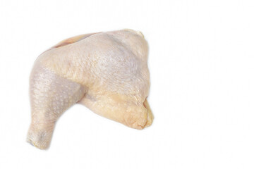 raw chicken thigh on white background for food ingredient editing in working. selective focus.