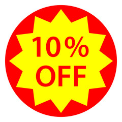 10%オフの割引シールのデザイン
