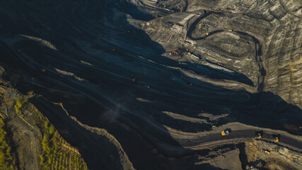bird's-eye view of the coal mining section in Kiselevsk, Kemerovo region, Russia.