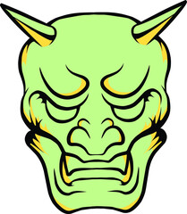 Japanese mask oni vector illustration which is very suitable for the needs of making sticker packs, branding, clothing and others