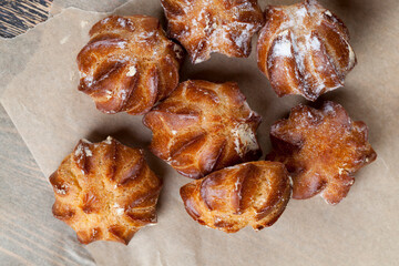 dessert of soft custard cake with cream filling