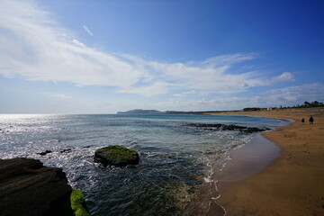 fine seaside view with charming clouds