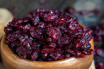 delicious dried cookies made of high-quality flour with dried red cranberries on the table