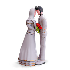 3d wedding couple character illustration