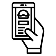 Order Food online app smartphone mobile hand line icon. Can be used for digital product, presentation, print design and more.