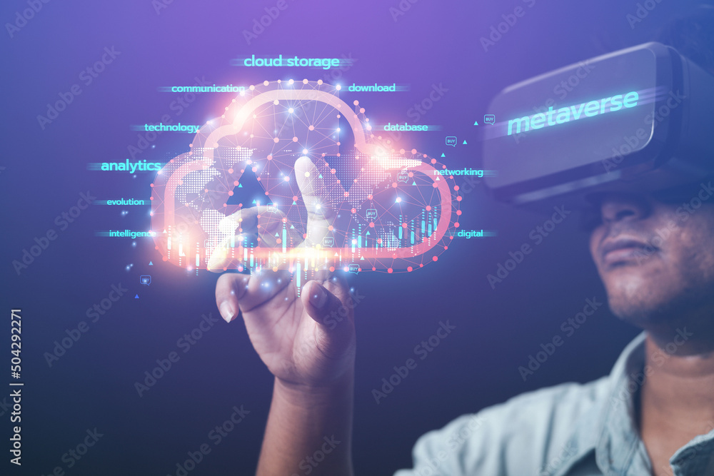 Poster cloud metaverse global internet technology metaverse with new virtual experience of big data in the 