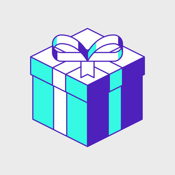 Gift box with ribbon isometric vector icon illustration