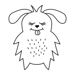 Cute Doodle monster. Funny line hand-drawn alien.