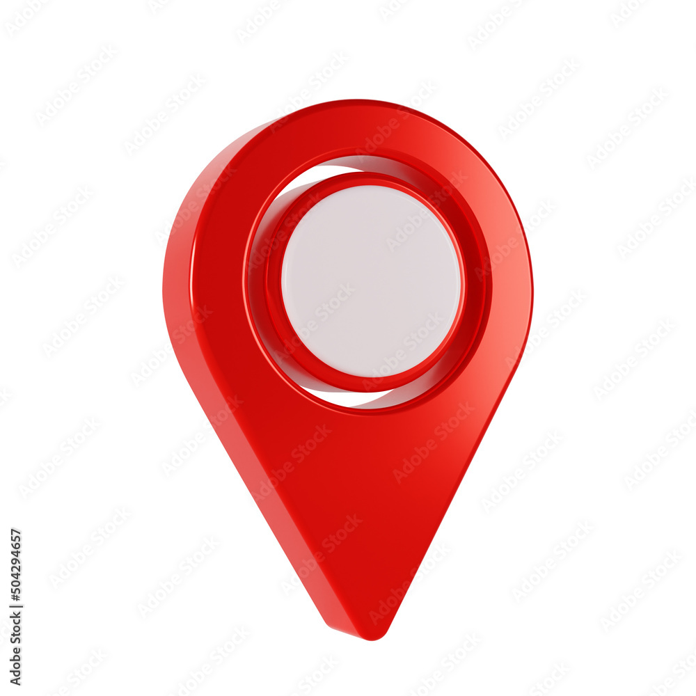 Fototapete red map pointer isolated on a white background. 3d rendering