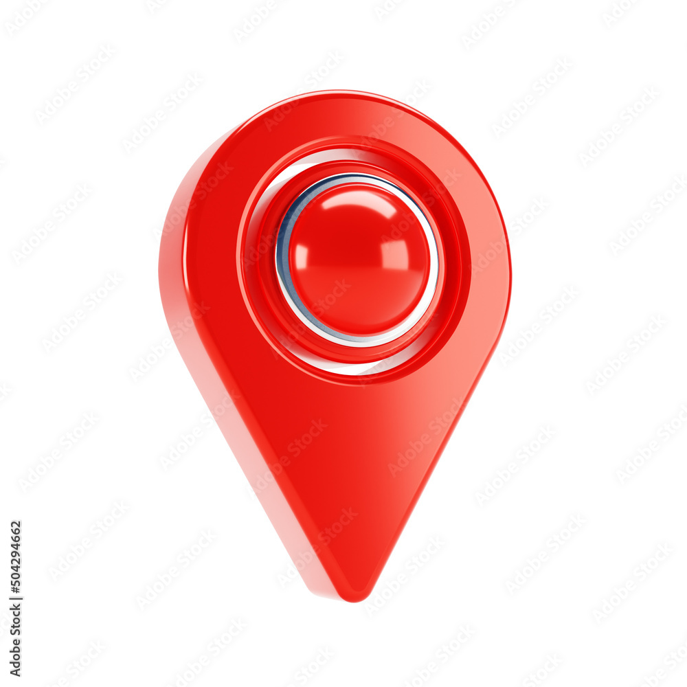 Poster red map pointer isolated on a white background. 3d rendering