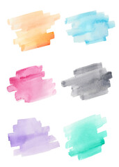 Isolated watercolor stroke in various colours.