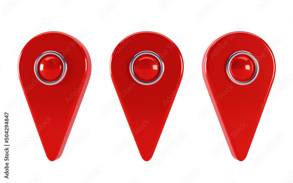 Poster red map pointer with different angle isolated on a white background