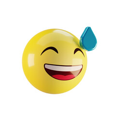 3d emoji grinning face with sweat isolated