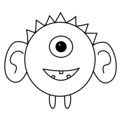 Cute Doodle monster. Funny line hand-drawn alien.