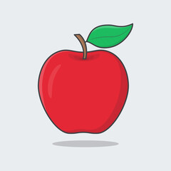 Apple Fruit Cartoon Vector Illustration. Fresh Apple Fruit Flat Icon Outline