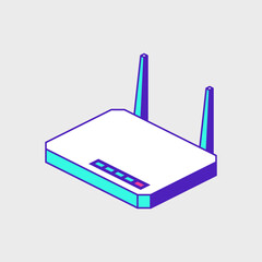 Wireless internet router isometric vector icon illustration