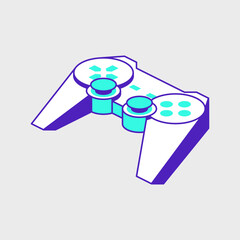 Game joystick controller isometric vector icon illustration