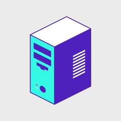 PC tower case isometric vector icon illustration