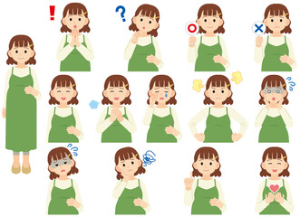 妊婦表情色々セット＿線なし