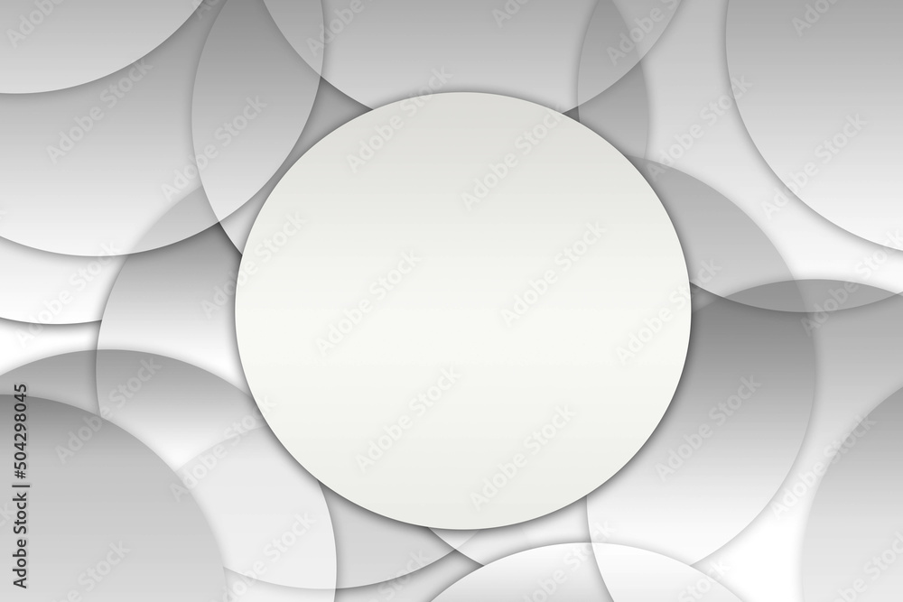 Poster abstract white and grey circle background basic geometric overlaps with shadow for modern style back