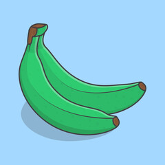 Bunch Of Green Bananas Cartoon Vector Illustration. Fresh Banana Fruit Flat Icon Outline © Fernandiputra
