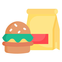 Burger flat icon. Can be used for digital product, presentation, print design and more.