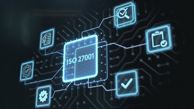 ISO 27001 Standard certification standardisation quality control concept on screen