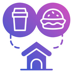 Obraz na płótnie Canvas Deliver home order food flat gradient icon. Can be used for digital product, presentation, print design and more.