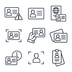 ID and Verification icons set . ID and Verification pack symbol vector elements for infographic web