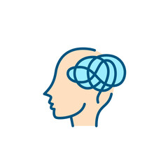 Messed emotions and state of mind. Pixel perfect, editable stroke color line icon