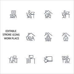 Work Place icons set . Work Place pack symbol vector elements for infographic web