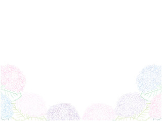 あじさいの線画フレーム④カラフル_下部