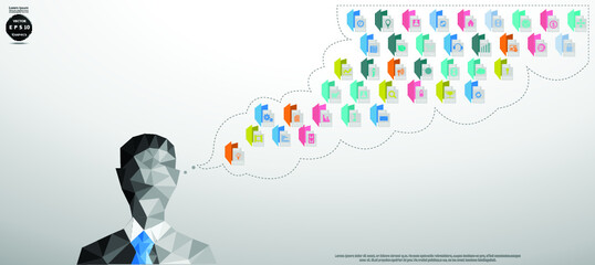 technology contact communicate  - think creativity design modern  Idea and concept vector illustration.