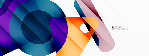 Primitive geometric shapes - line, triangle, square and circle composition. Vector geometric minimal abstract background for wallpaper, banner, background, landing page