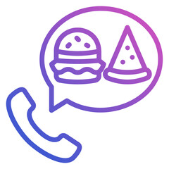 Order food calling service line gradient icon. Can be used for digital product, presentation, print design and more.