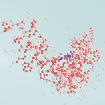 Human parathyroid hormone molecule, chemical structure. 3d cpk model based on protein data bank