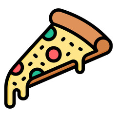 Pizza slice filled line color icon. Can be used for digital product, presentation, print design and more.