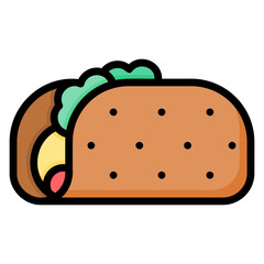 Taco filled line color icon. Can be used for digital product, presentation, print design and more.