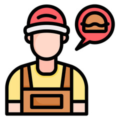 Cashier food restaurant filled line color icon. Can be used for digital product, presentation, print design and more.