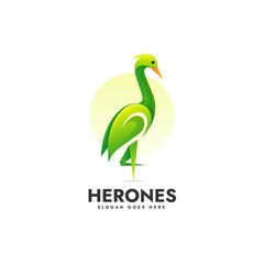 Vector Logo Illustration Heron Gradient Colorful Style.