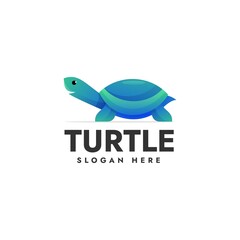 Vector Logo Illustration Turtle Gradient Colorful Style.