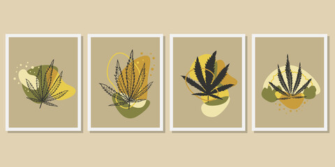 Fototapeta na wymiar set of leaf abstract design templates. abstract marijuana leaf, wall painting, decoration needs, web design element. vector illustration