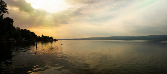 sunset over the lake